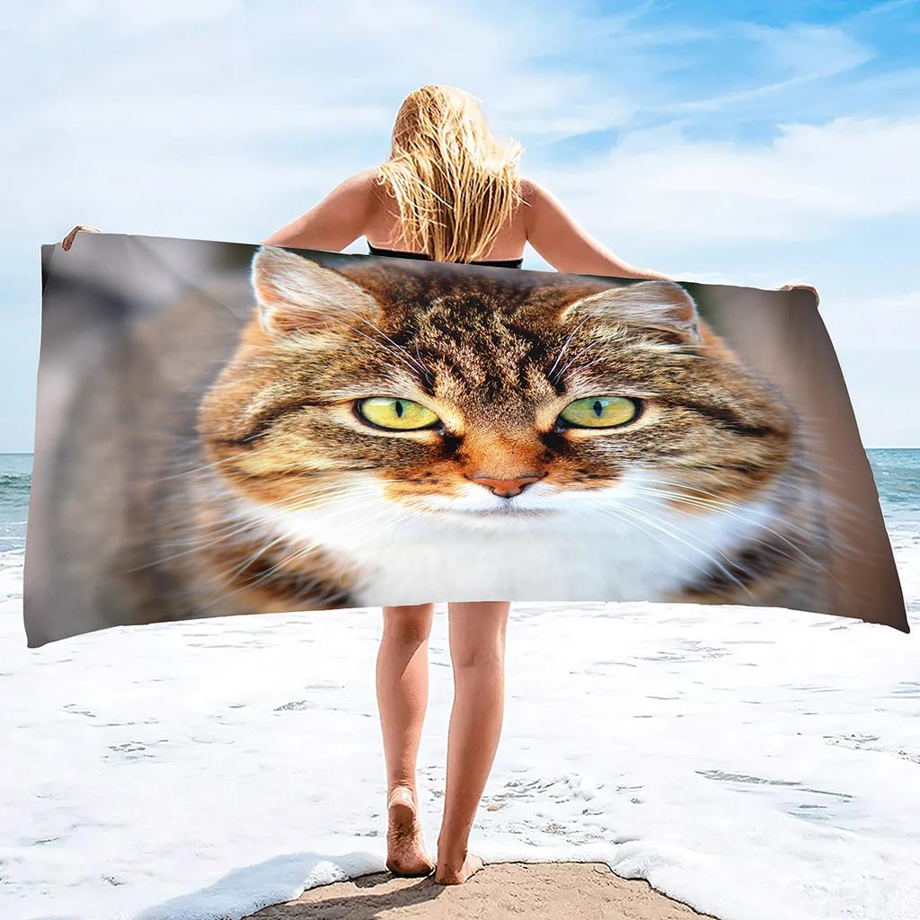 Beach Towel for Women, Girls, Kids, Men, Cat Bath  Sand Free Pool  Absorbent Soft Plush     Lovers