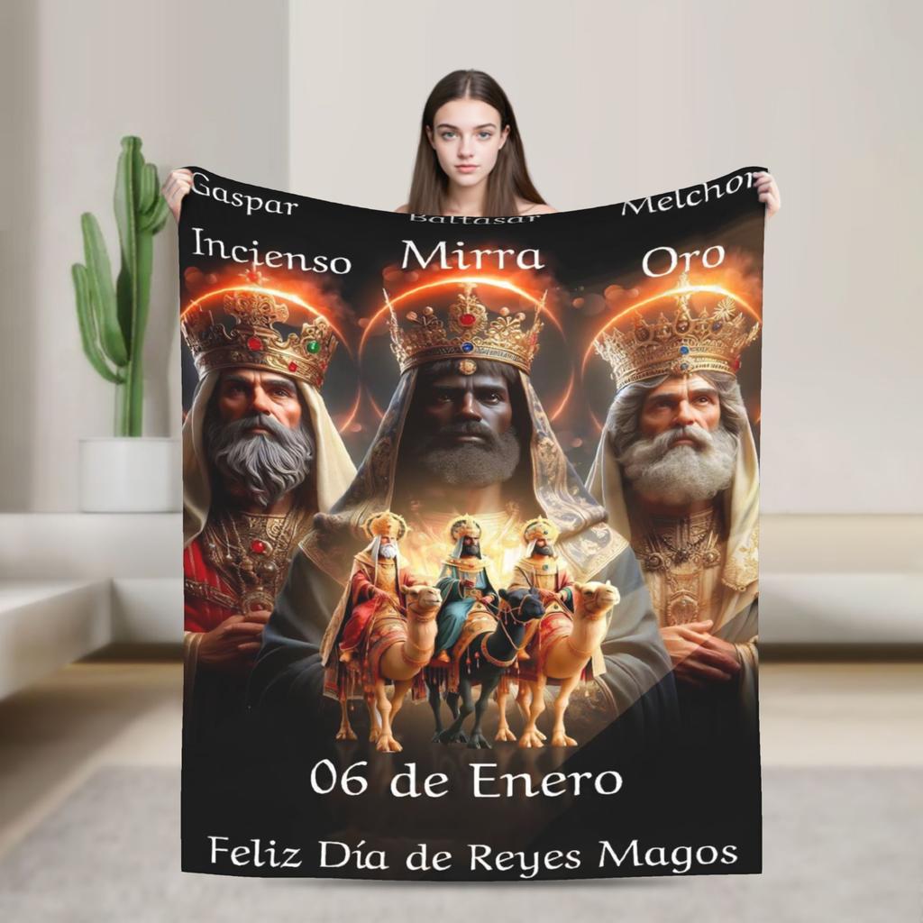 Día de los Reyes Magos Throw Blanket for Couch  Fuzzy Soft Plush Blanket 50x60 Inches Multi-size Bedspread for All Seasons