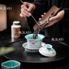 120ml Enamel Ceramic Lid Bowl Chinese Style Tea Bowl with Lid Household Large Capacity Tea Cup Kung Fu Tea Set Drinking Utensils