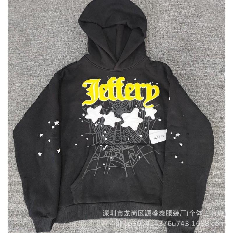 Sp1der Rapper YoungThug Same Foam Letter 555555 Couple Hoodie Pink Sweatshirt