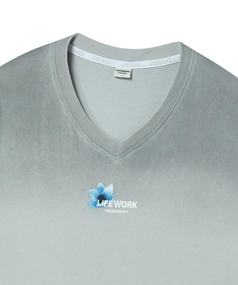 LIFEWORK Women'S Spray Flower V-Neck Short Sleeve T-Shirt
