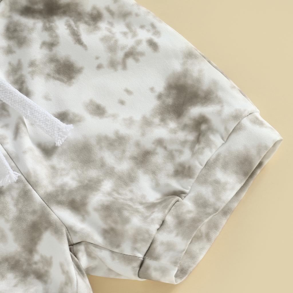Baby Boys Shorts Set, Tie-dye Print Short Sleeve Crew Neck T-shirt with Elastic Waist Shorts Summer Outfit
