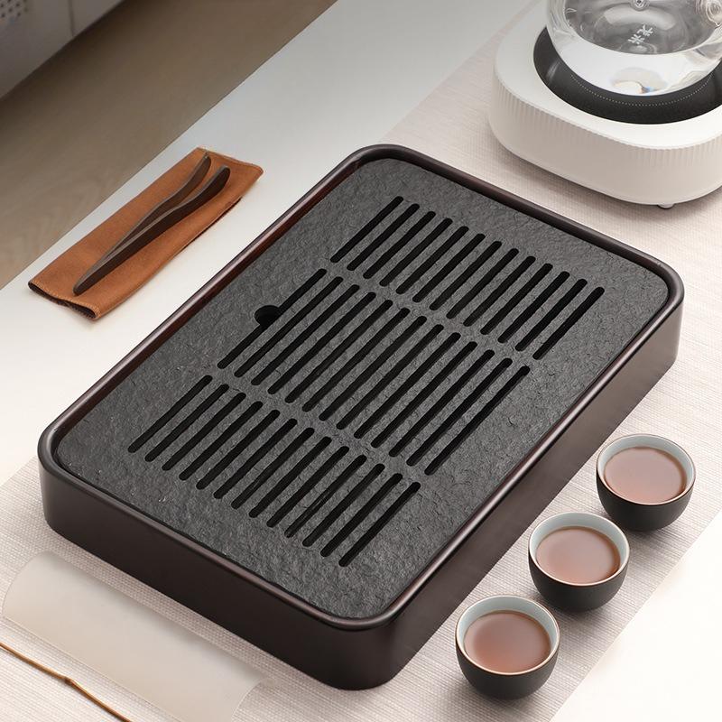 Water storage type black gold stone tea tray home office kung fu tea set small tea table imitation solid wood tea tray