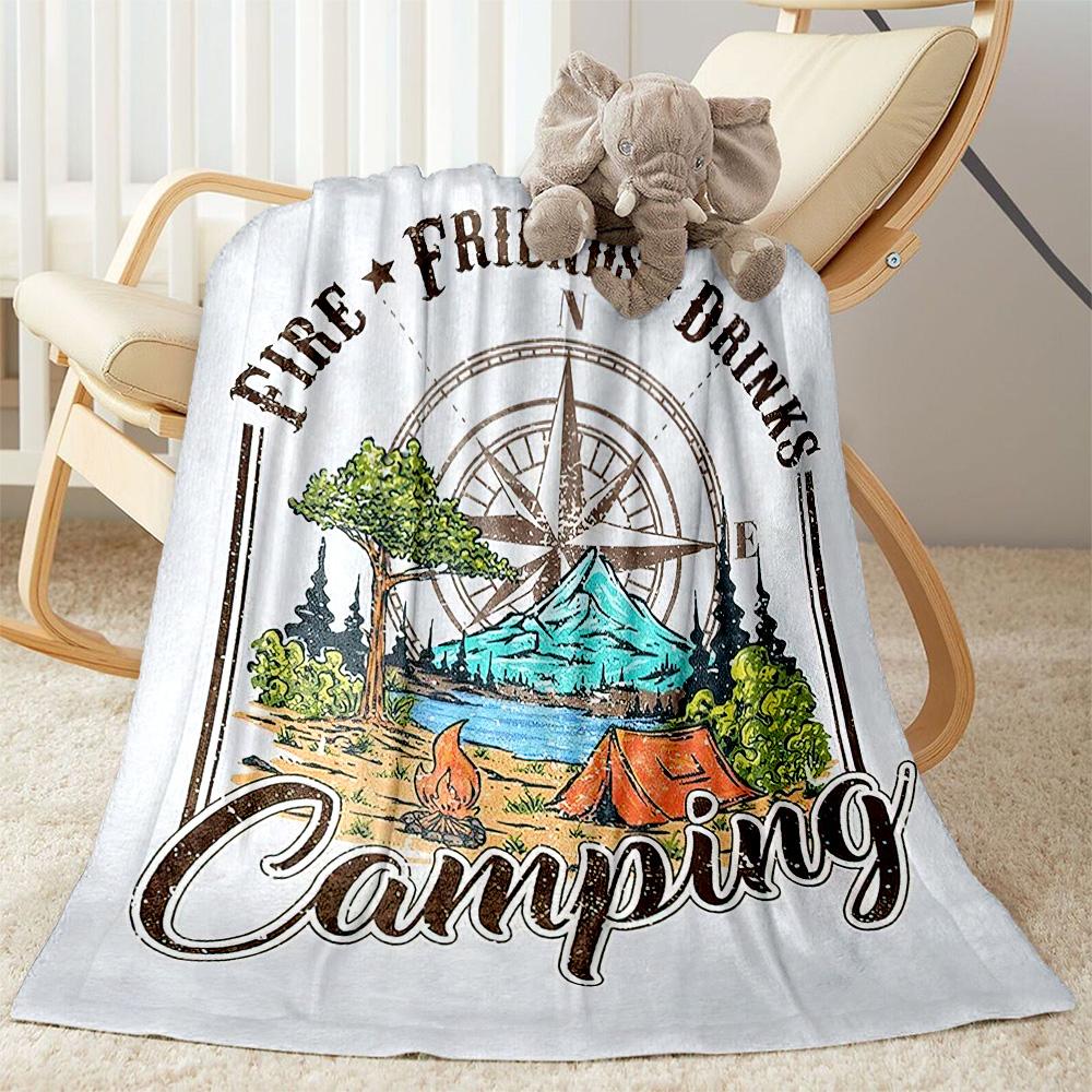 Happy Campers Adventure Blankets Are Suitable for Living Rooms,making Them an Ideal Choice for Outdoor Travel and Gifts.