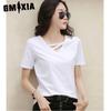 GMXIA Women's Fashion Casual Solid Color Print Short Sleeve V Neck Blouses & Shirts