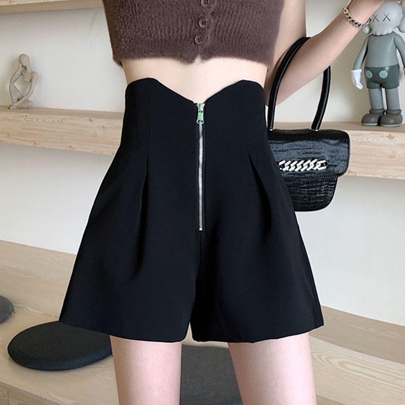 

Women s Summer Black Chiffon A-Line Shorts - Ice Silk, Tummy Control, Slimming, Wide-Leg Design XS 35-39 kg чёрный