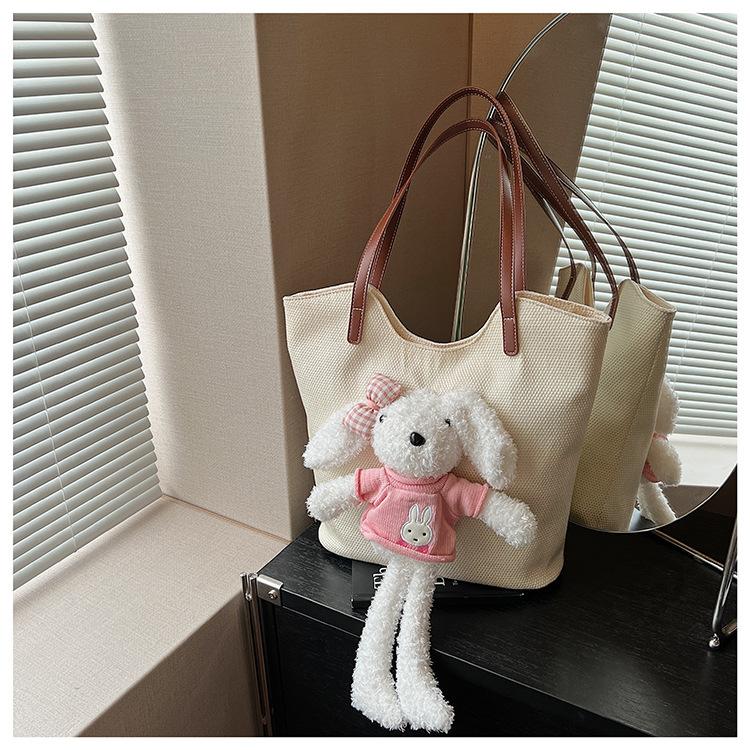 Large-capacity bag women's summer versatile new casual cartoon cute one-shoulder college student tote bag