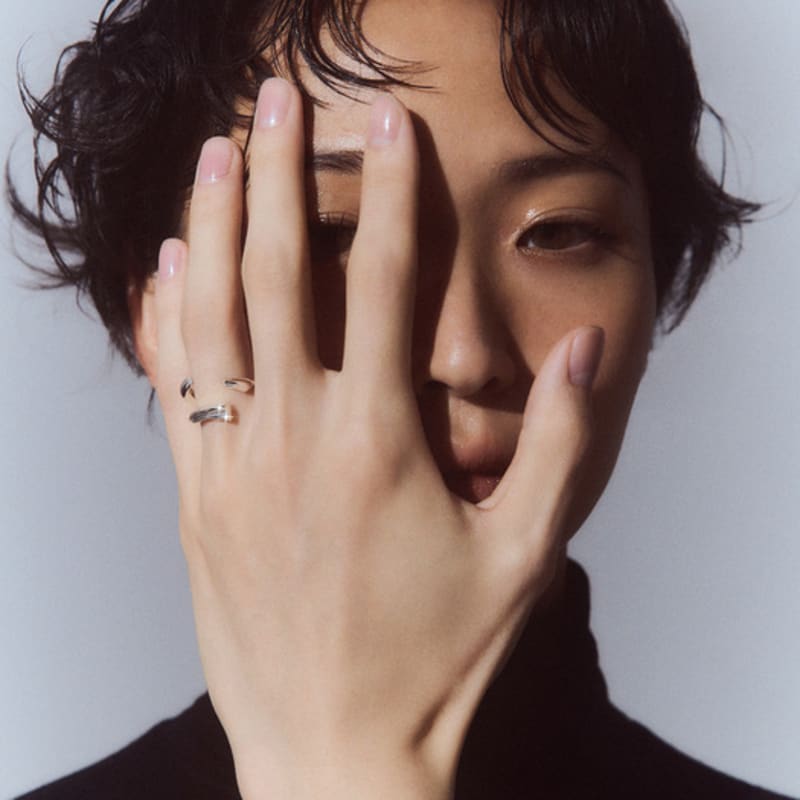 Hustad 245 Flower Leaf Open Ring_ 925 Silver Flower Open Ring