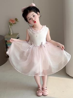2026 Girls' Summer Princess Dress Baby's First Birthday Ballet Mesh Gown