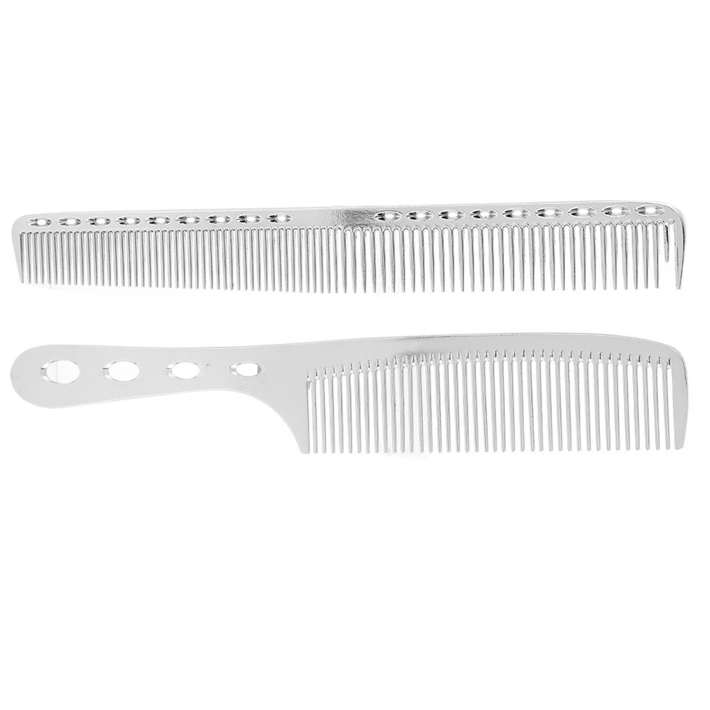 2pcs Set Hair Comb Space Aluminum Stainless Steel Anti Static Sparse Haircut Comb Beauty Tool