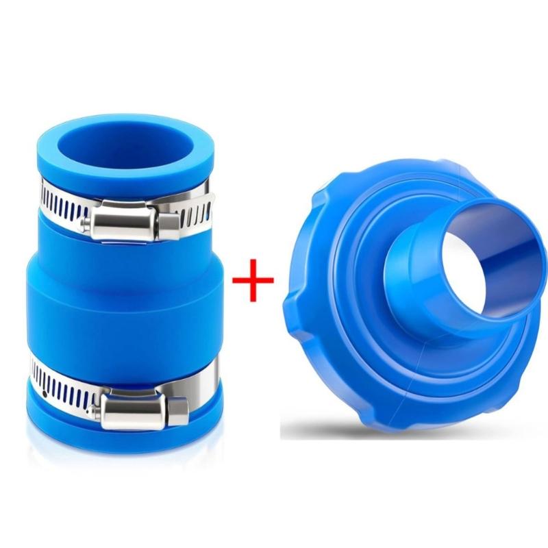 Universal Swimming Pool Hose Connector 2 Rubber Adapters 4 Stainless Clamps Secure Pool Maintenance Tool