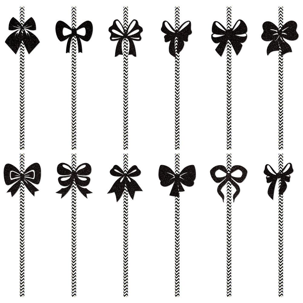 Bow Creative Decor Disposable Straw Birthday Party Scene Props Decoration