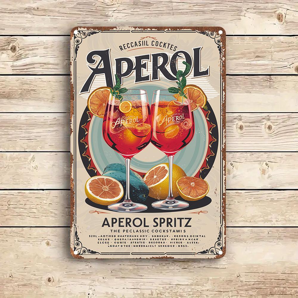 Vintage Aperol Schild - Retro Stil Cocktail Werbung - Wasserdicht, Staubdicht & Einfach Aufzuhängen Outdoor Dekoration für Straßenkaffees