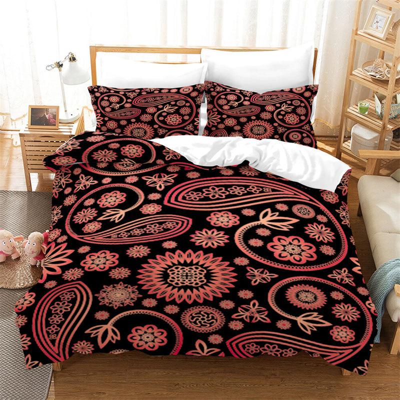 Mandala Duvet Cover Geometric Floral Print Bedding Set Queen Size Bohemian Style Pillowcases For Kids Adults Bedroom Decorative