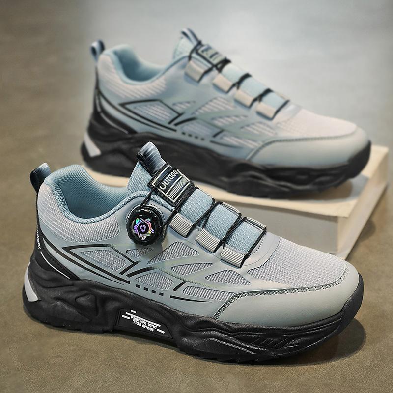 Men's breathable soft-soled casual sports shoes summer new rotating shoelaces running shoes soft-soled non-slip student sneakers