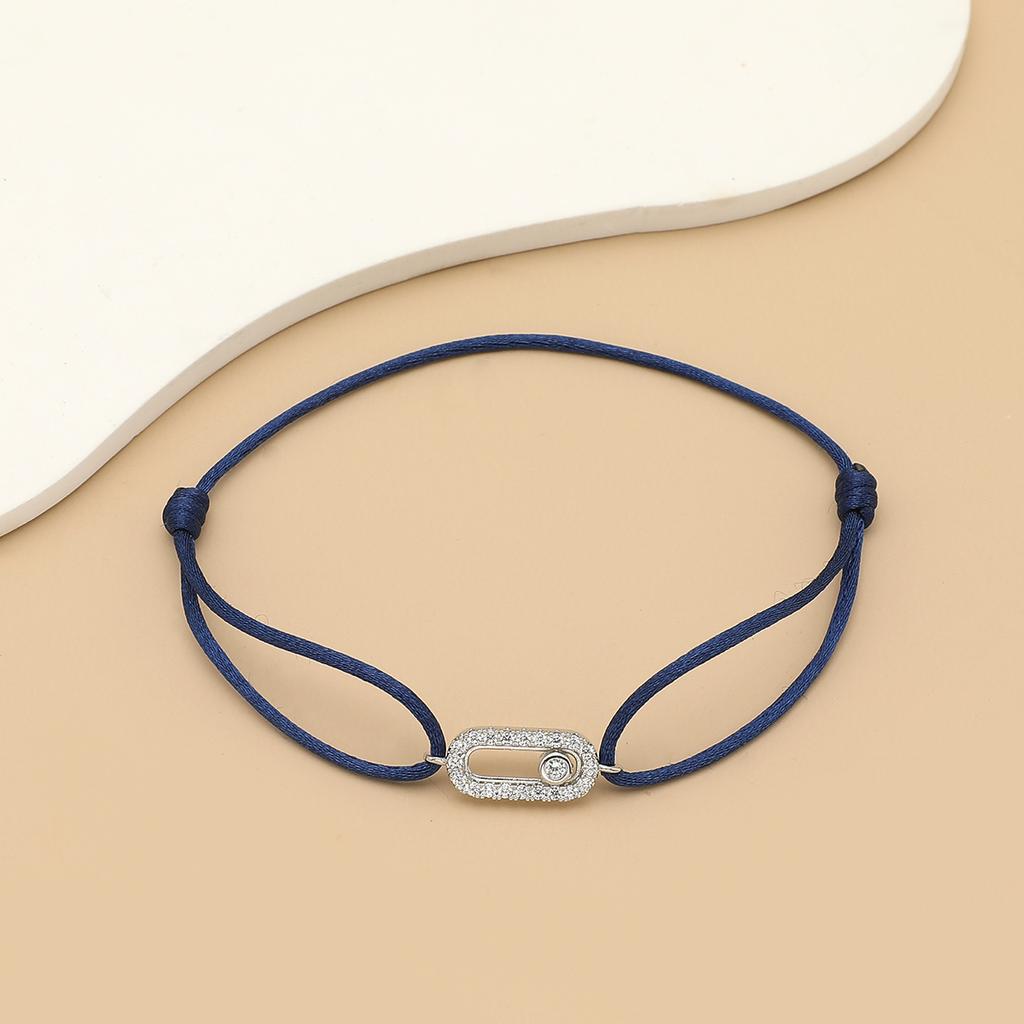 New Simple Fashion Women's Can be moved Round Zircon Rope Bracelet Lace up Chain Adjustable Rope Bracelet jewelry accessory