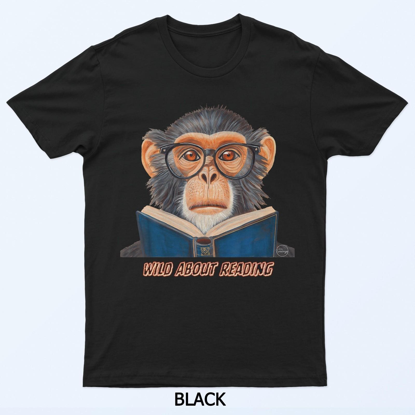 Обезьяна Читает Книгу Очки Библиотека Животное Футболка XL
