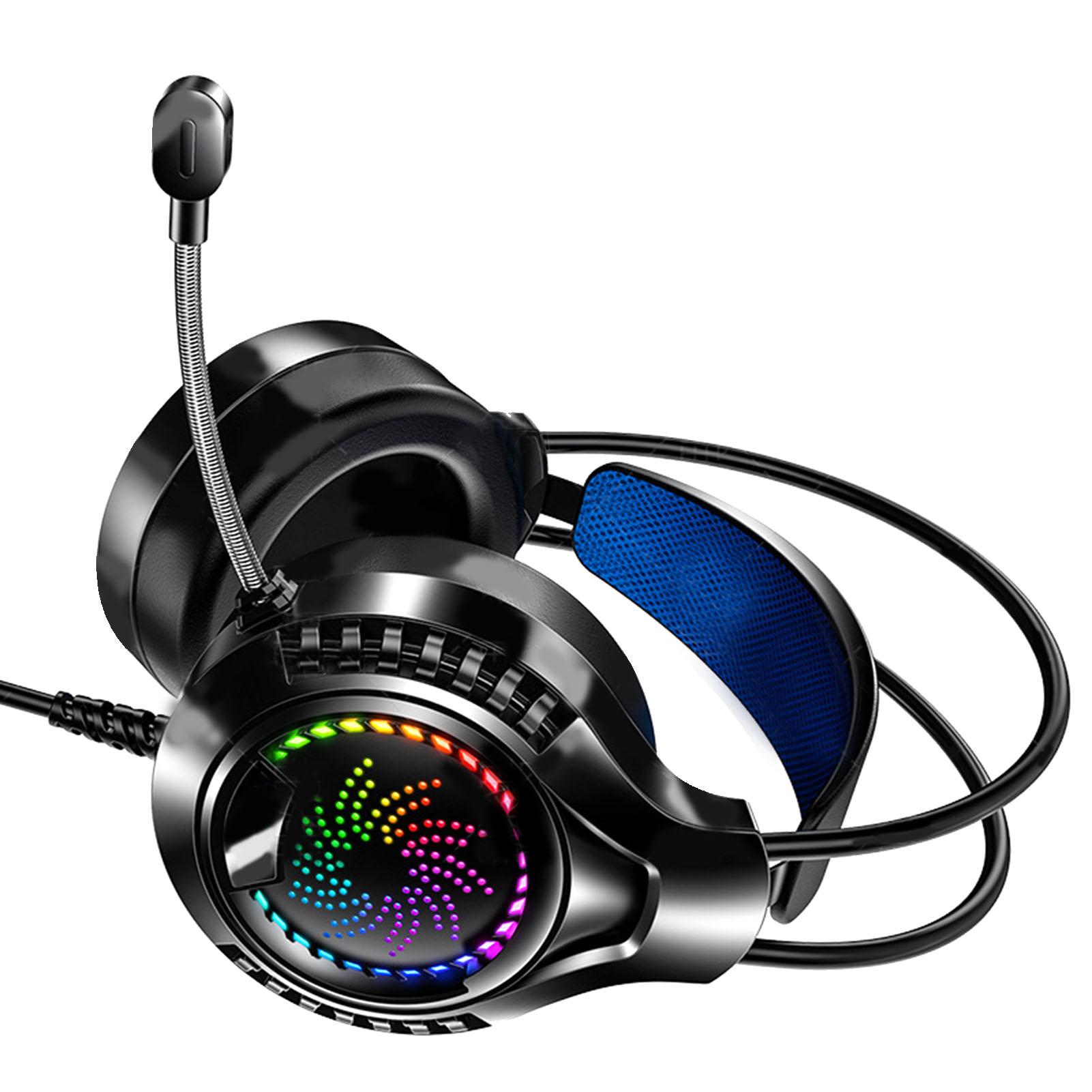 

Проводная компьютерная гарнитура 7.1-канальный звук Регулируемое оголовье Мягкие амбушюры Двойной 3,5 мм и USB RGB
