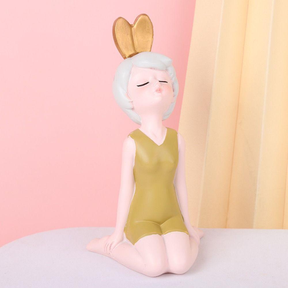 Cute Little Girl Statue Resin Miniatures Figurine Desktop Ornament People Sculpture Desktop