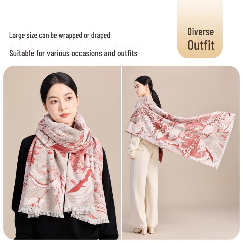 JIUMU Women's Autumn Winter Mulberry Silk Brushed Shawl