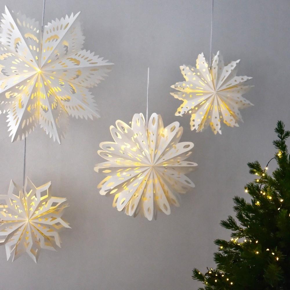 3D Hollow Out Star Paper Lantern White Hollow Star Decoration Window Decoration