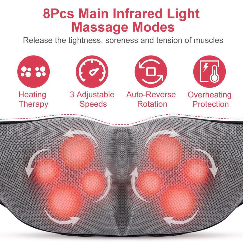 Electric Shiatsu Neck and Shoulder Massager with Heat Function Deep Kneading Massage for Muscle Relaxation and Pain Relief Portable Design