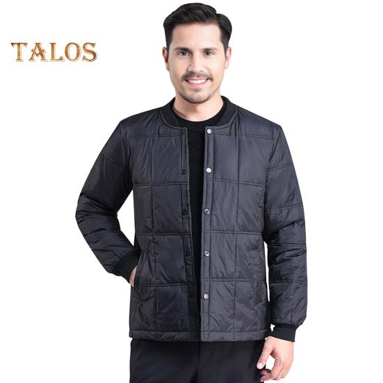 

Мужская куртка-пуховик осень-зима с воротником-стойкой, длинным рукавом, утолщенным бархатным хлопковым пальто с карманами, однотонная стеганая верхняя одежда L чёрный