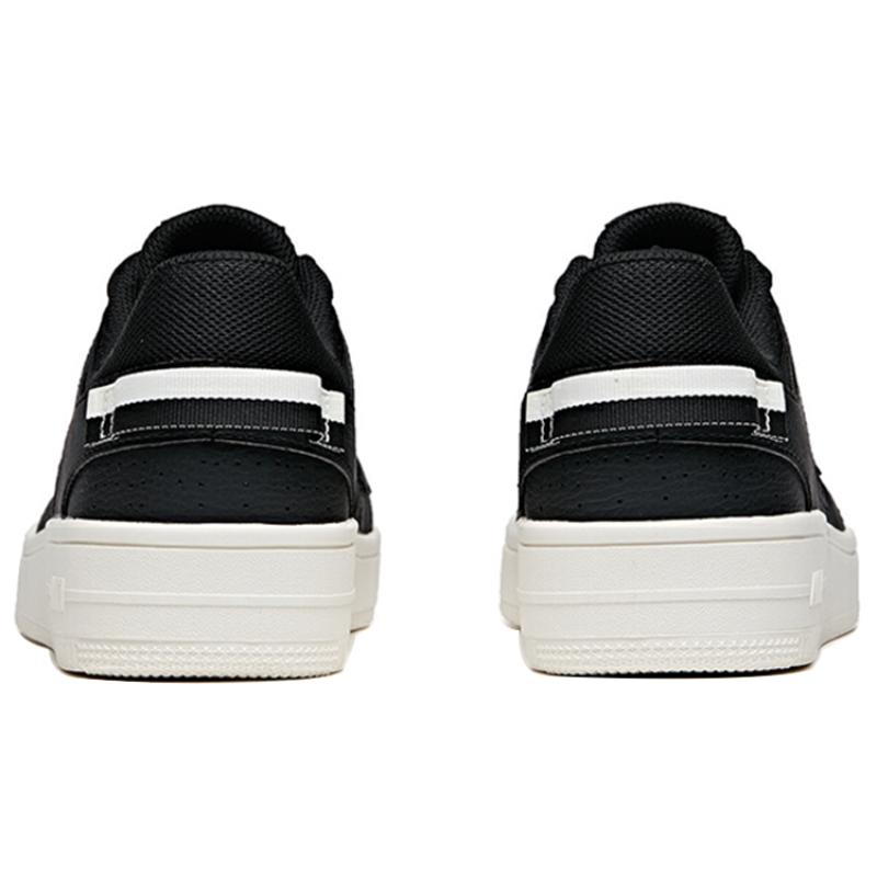 Anta Textile, Synthetic Leather Low top Coverage Slip Resistant Skateboard Shoes Men's Black White Sneakers 912018022-3