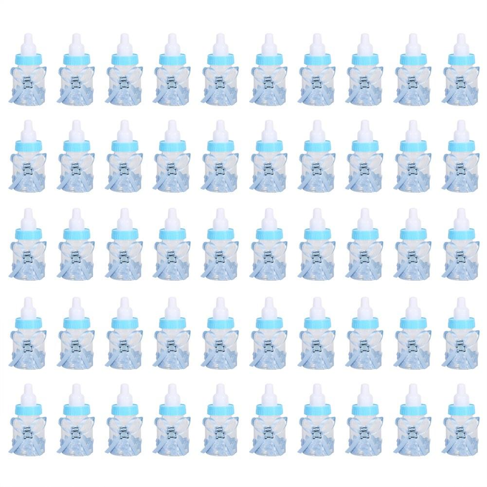 50Pcs Candy Chocolate Bottles Box For Baby Shower Party Favors Gifts Decorations (Blue)