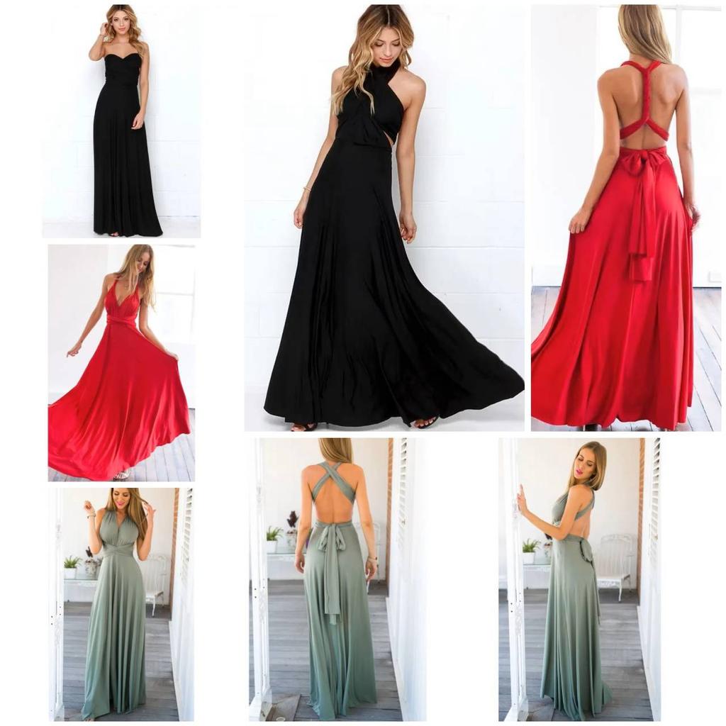 Sexy Women Wrap Boho Maxi Club Bandage Long Dress Party Bridesmaids Robe Longue Spaghetti Strap Female Multi Rope Hollow Out
