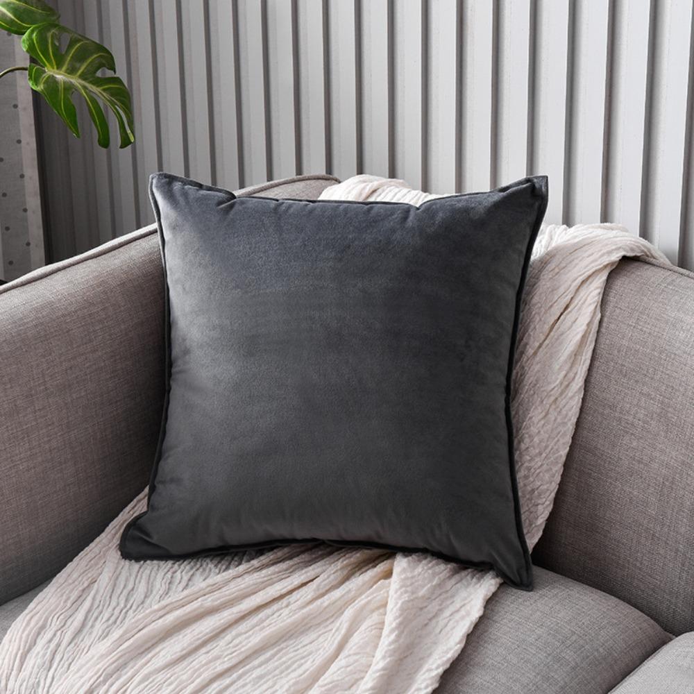 Soft Velvet Throw Pillow Cover Solid Color Sofa Pillowcase High-end Cushion Cover Hotel
