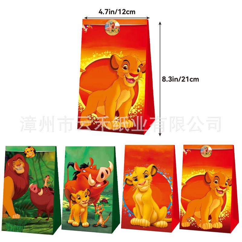 Hot 12Pcs A Set Anime Peripheral The Lion King Simba Figures Candy Gift Bag Birthday Party Popcorn Festival Paper Bag Decoration