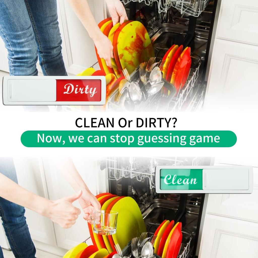 Dishwasher Magnet Clean Dirty Sign,Kitchen Deco/Easy to Read & Slide Dishwasher sign Indicator Sign,Strong Magnet Options Indicator Tells Whether