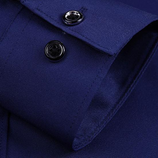 Herreskjorte Ensfarget Enkeltspent Formell Slim Fit Høstskjorte for Daglig Bruk