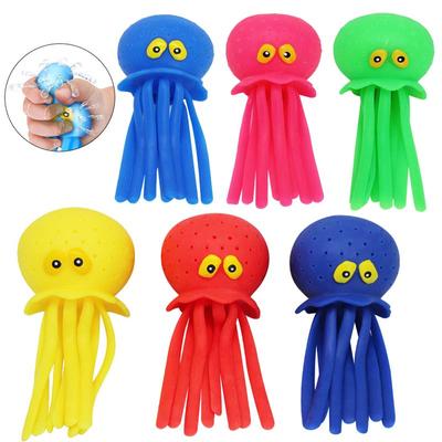 Juguetes de baño para bebés con forma de pulpo absorbente de esponja de 6 colores, juguetes para aliviar el estrés, juguetes de piscina de verano para niños