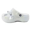 Crocs Classic Platform Clog EVA Bow Campus Style Hole Shoes Unisex White