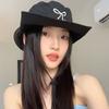 Women Quick Dry Bucket Hat Sun Protection Wide Brim Foldable Outdoor Hiking Camping Panama Cap with Bow Embroidery