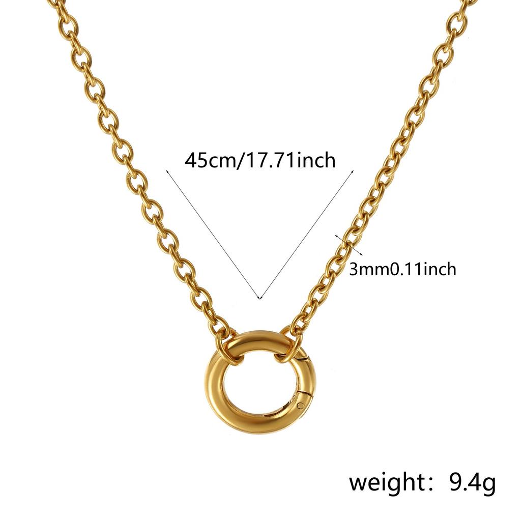 1pc 18k Gold Plated Necklace 304 Stainless Steel Circular Spring Buckle Pendant Necklace For Women Minimalist Exquisite Gift