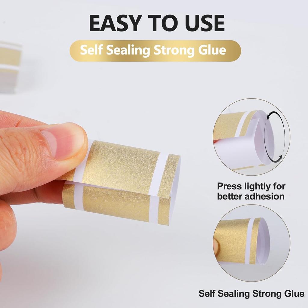 Germiwipe 200 Pcs Paper Napkin Band,Napkin Ring Self Adhesive, Matte Gold Silverware Wraps Bands,Table Setting Wedding Event Party Supply (Matte