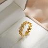 Golden Wheat Spike Zircon Ring for Women - Trendy Full Diamond Electroplated Jewelry.