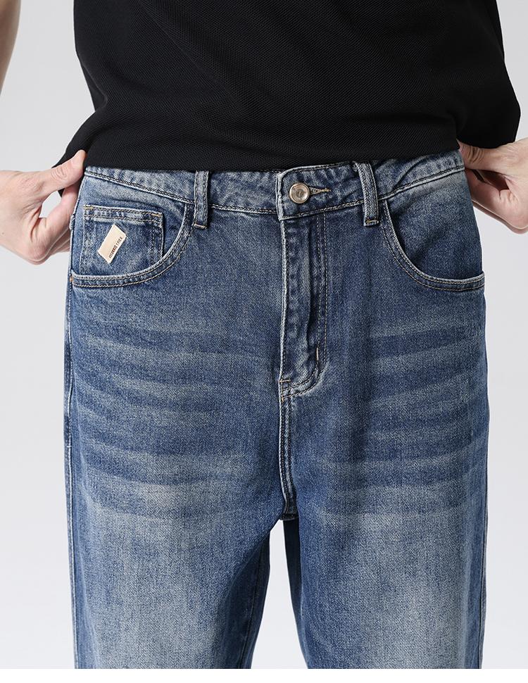 10oz Lightweight Stir Fried Sand Washed Summer Thin Denim Pants for Men