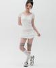High School Disco Flower Tiered Layered Skirt_Ivory