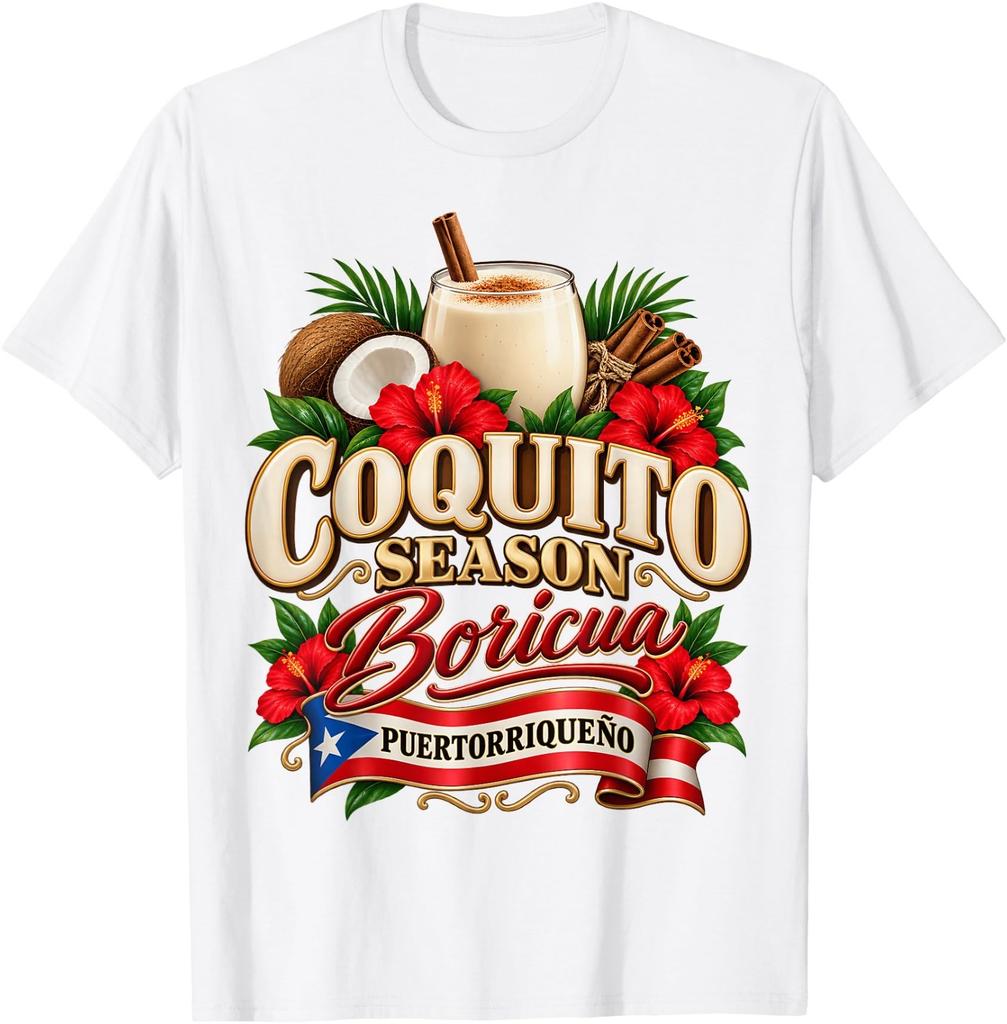 Coquito Season Boricua Puertorriqueno Coconut Drink T-Shirt