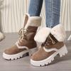 Snow Boots 2025 Winter New Chunky Heel Warm Padded Lacing