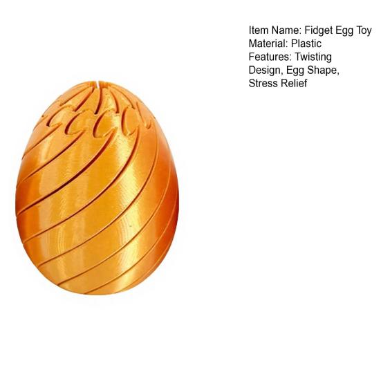 Vridbart Fidget Egg Leketøy Vridbart Egg Leketøy Bærbar Lett Stresslindring 3D-printet Påskeegg Skrivebord