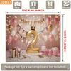 2D 2nd Birthday Pink Gold Balloon Backdrop Banner Photo Booth Background