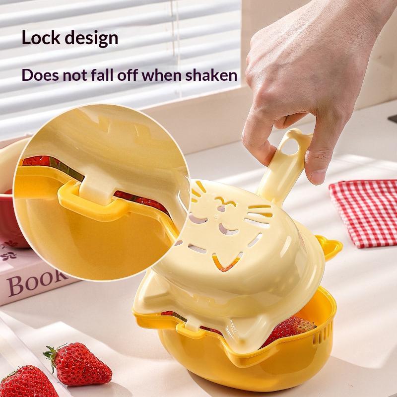 2-IN-1 Eco-Friendly Vegetable Fruit Cleaning Drain Basket Reusable Kitchen Strainer for Sustainable Home Living