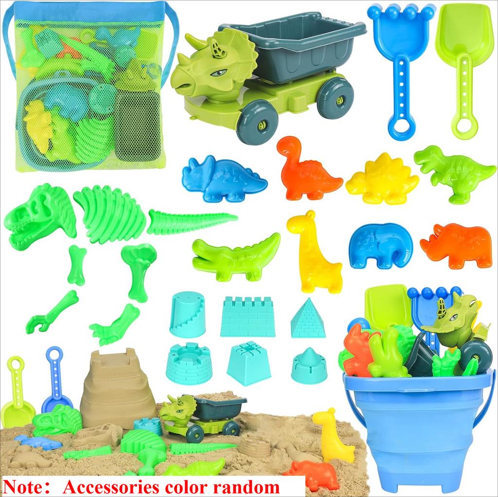 Collapsible Beach Toy Sets For Kids Sand Bucket & Shovels Set With Mesh Bag Sand Castle Travel Sand Toy Sets Sandbox Toy Sets For Toddlers