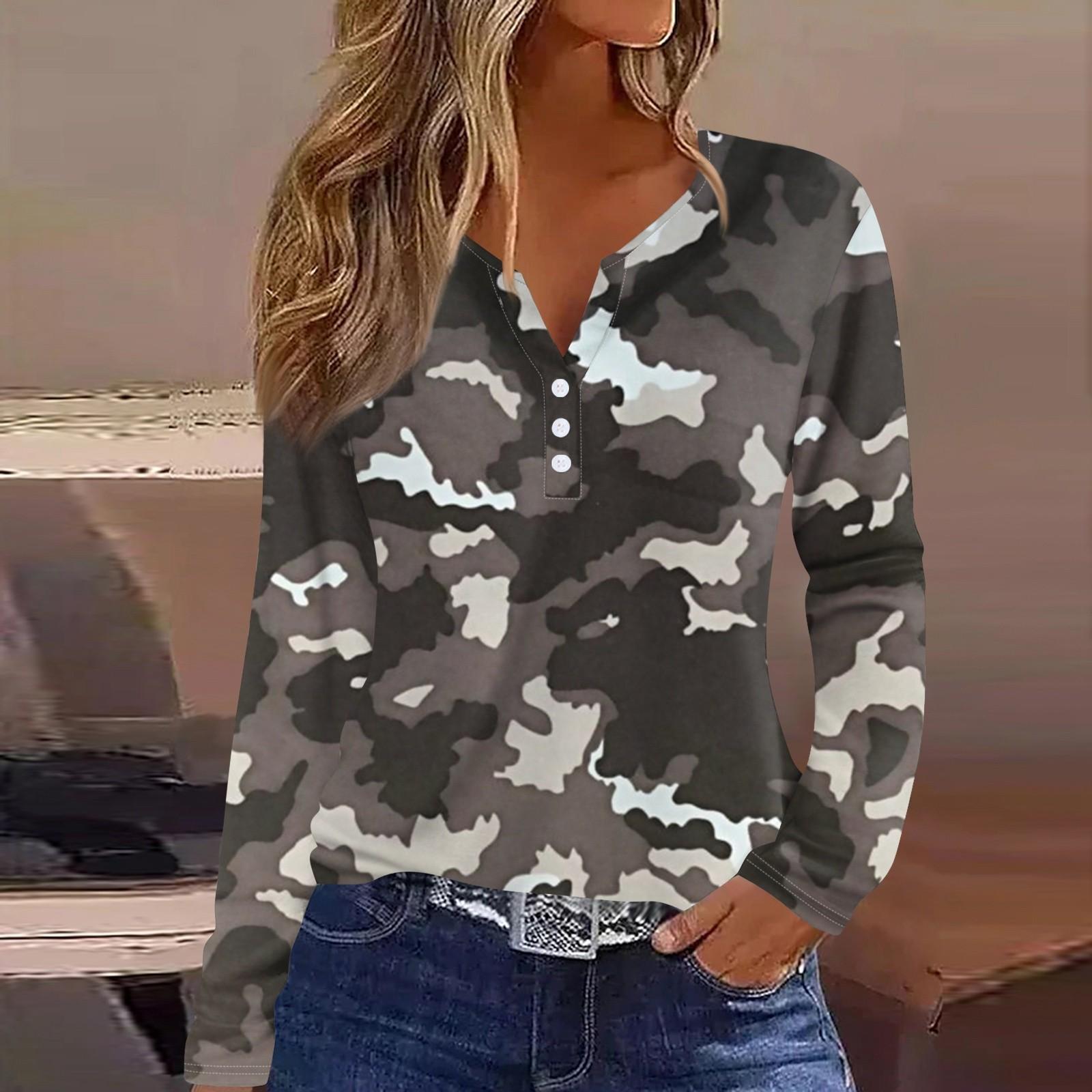 

Жен. Футболка Футболка на пуговицах с длинным рукавом Повседневные Выходные Мода Классический Топ с v-образным вырезом Обычный S