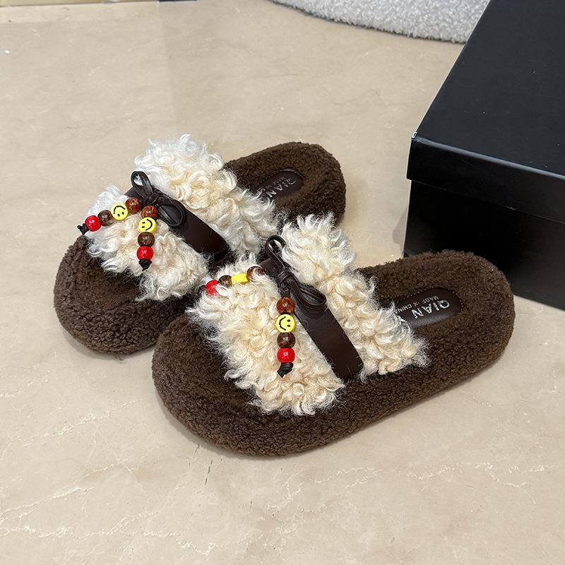 

Fashion explosion Mao Mao slippers women s autumn and winter wear 2025 autumn new ins trendy thick bottom super home cotton drag 41